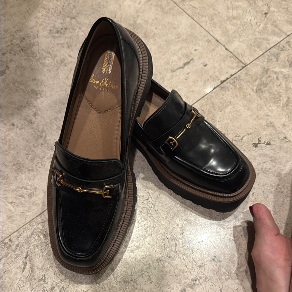 Black Leather Loafers by Sam Edelman